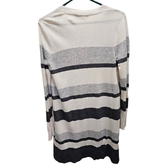 Loft Gray, Cream and Black Striped Cardigan - Picture 2 of 3